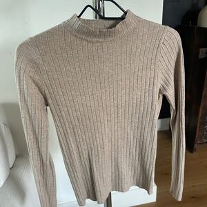 Shein Mock Neck Long Sleeve Tan/Beige Top SZ L